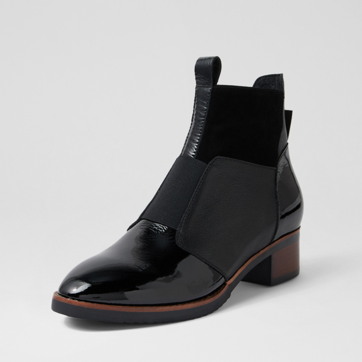 Traigs Black Mix Leather Ankle Boots - DJANGO AND JULIETTE | Shouz