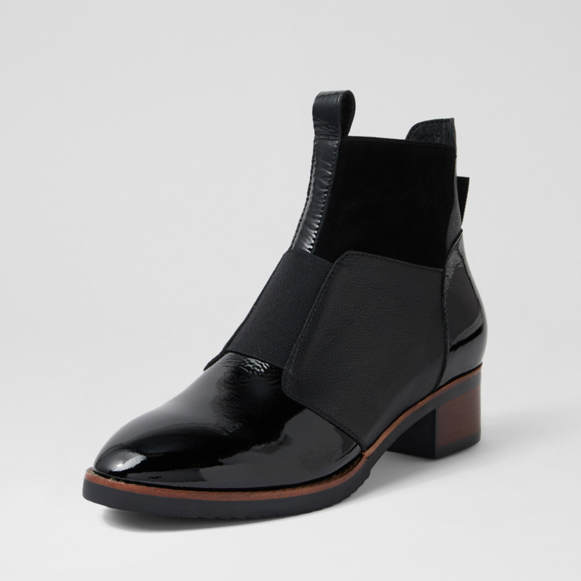 Traigs Black Mix Leather Ankle Boots - DJANGO AND JULIETTE | Shouz