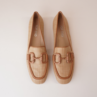 Mansur Camel Raffia/ Dk Tan Leather Loafers