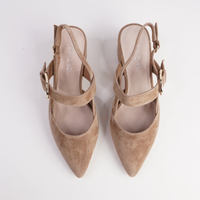 Asten Light Choc Suede Heels - TOP END | Shouz