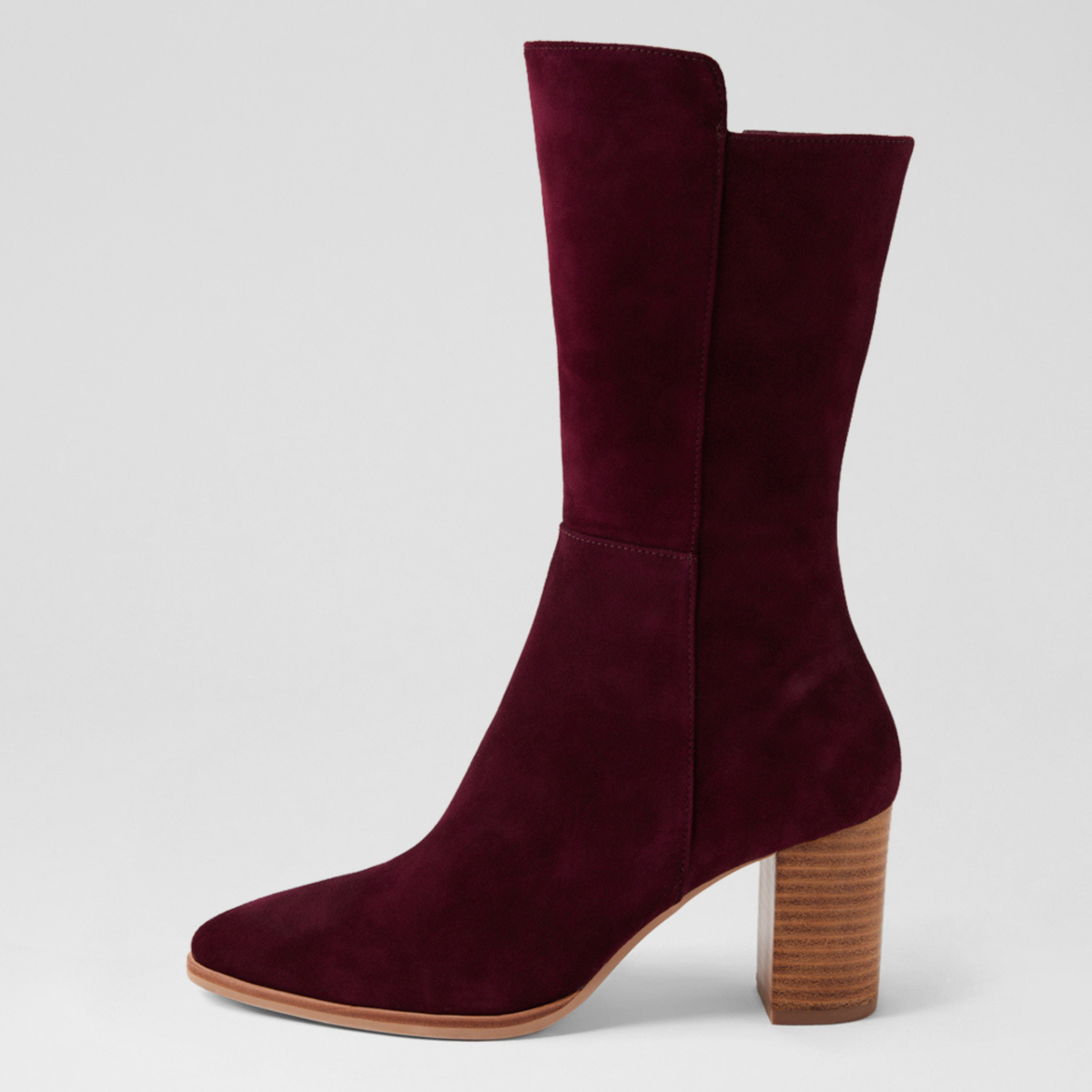 Aisley Burgundy Suede/ Natural Heel Boots - DJANGO AND JULIETTE | Shouz