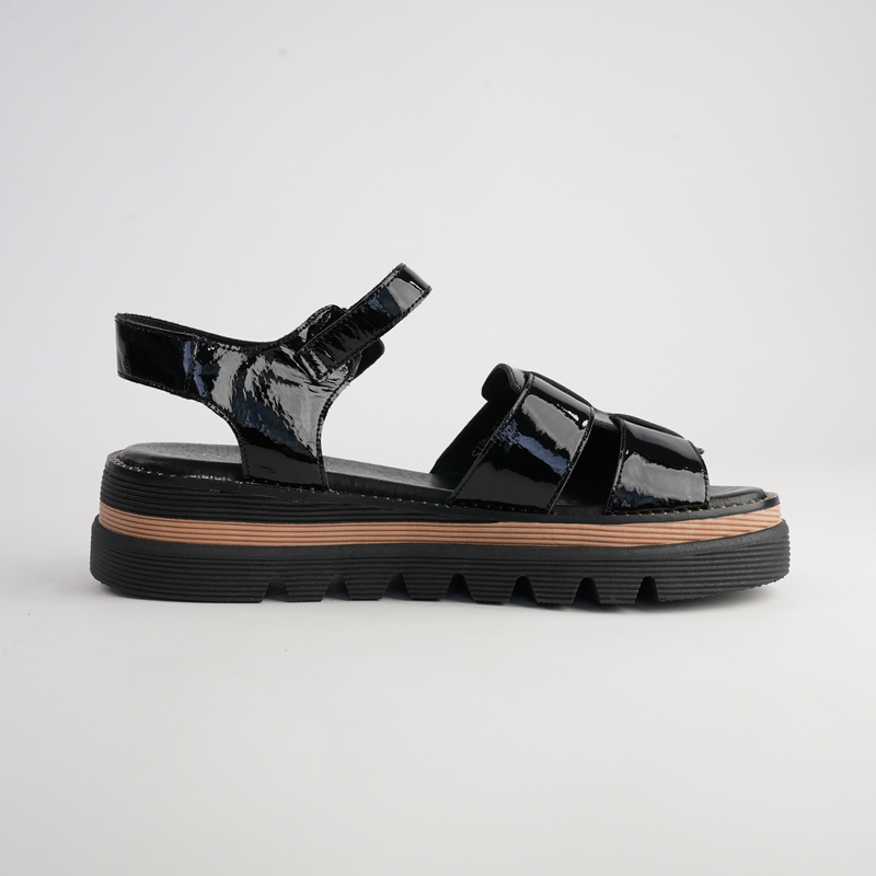 Simm Black Patent Leather Sandals