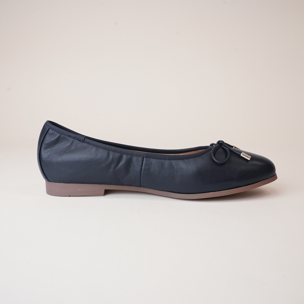 Picture French Navy Leather Ballet Flats - WITH GRACE | Shouz