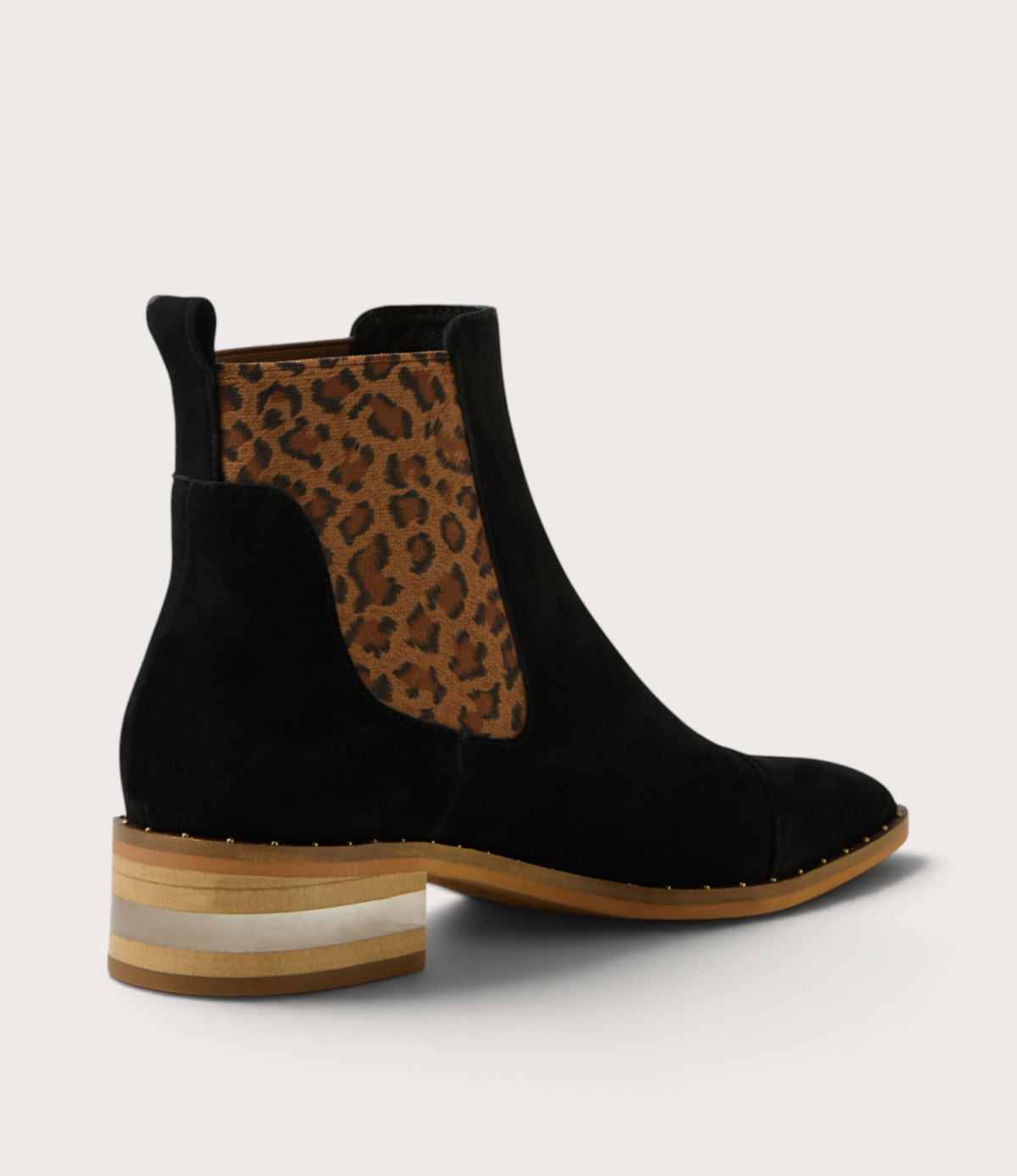 Forda Black Suede/ Leopard Elastic Ankle Boots - DJANGO AND JULIETTE | Shouz