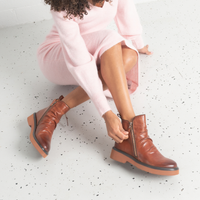 Theona Brandy Leather Ankle Boots