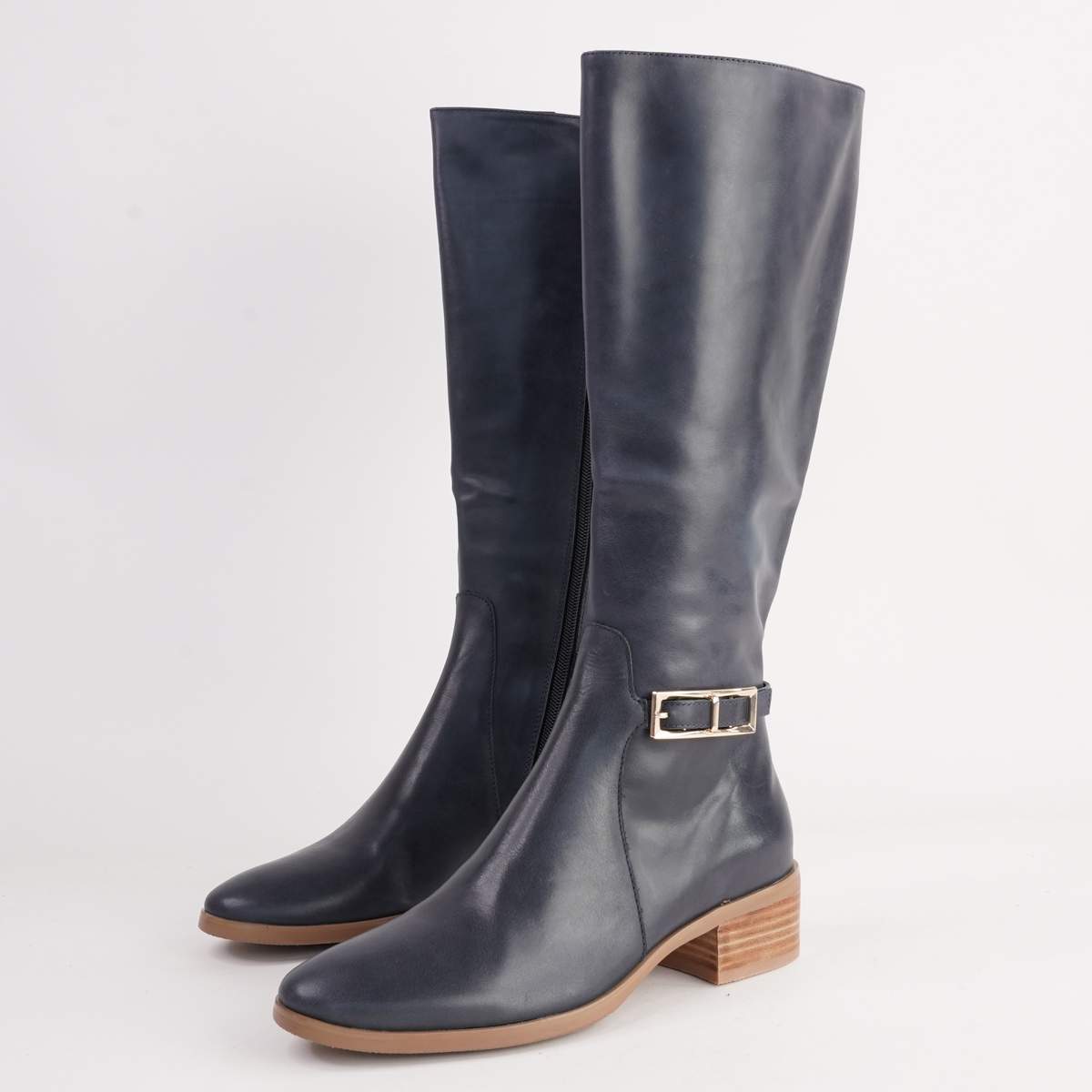 Tenrey New Navy Leather Boots - DJANGO AND JULIETTE | Shouz