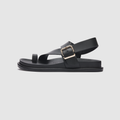 Astro Black Leather Sandals