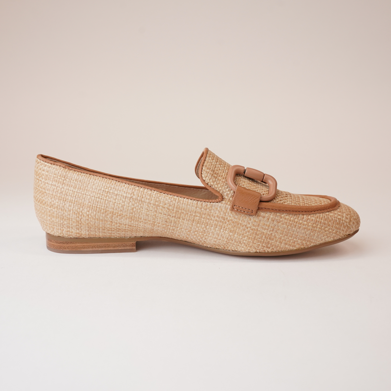 Mansur Camel Raffia/ Dk Tan Leather Loafers