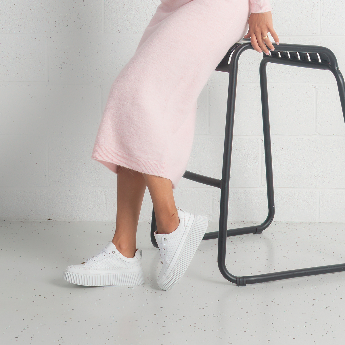 Bowler White Leather Sneakers