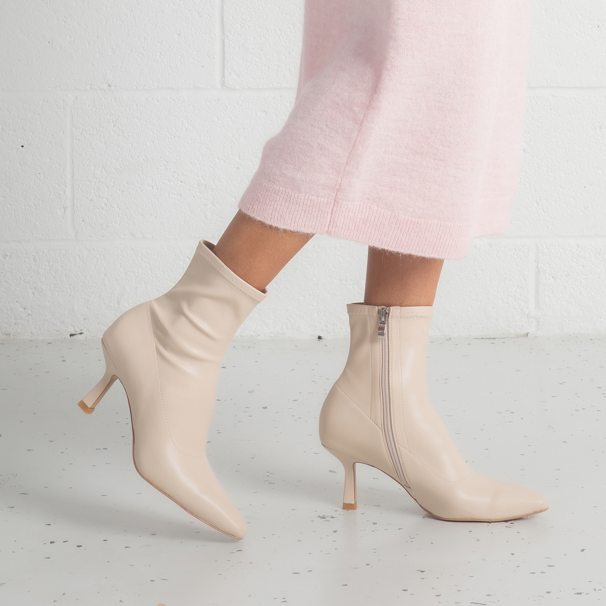 Audry Nougat Tumble Ankle Boots