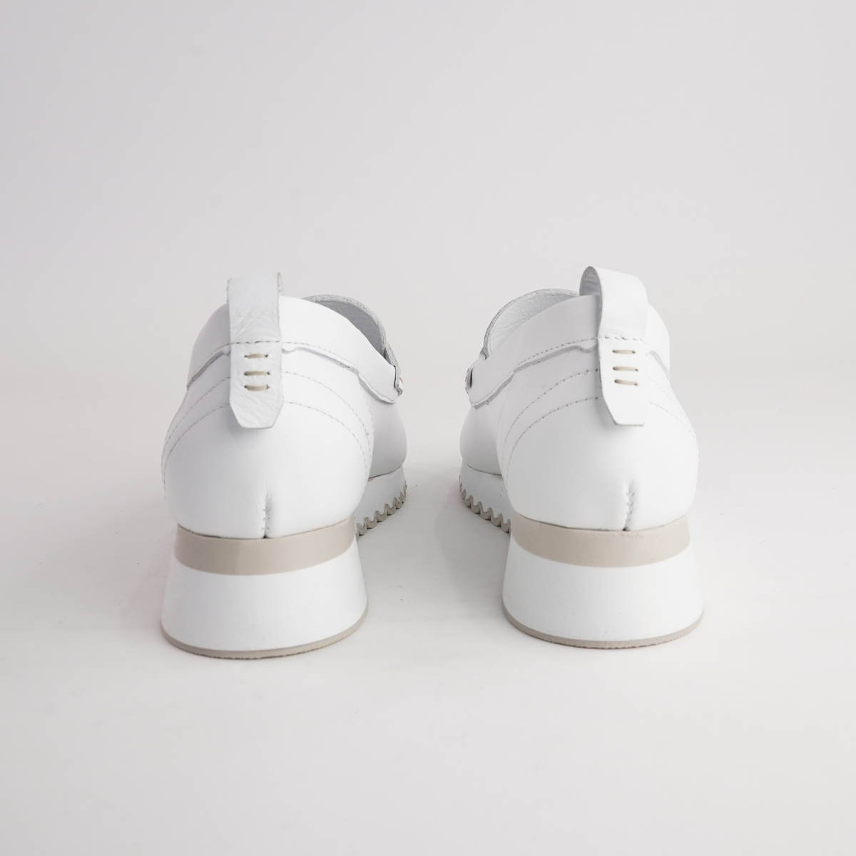 Peggy White Leather Loafers