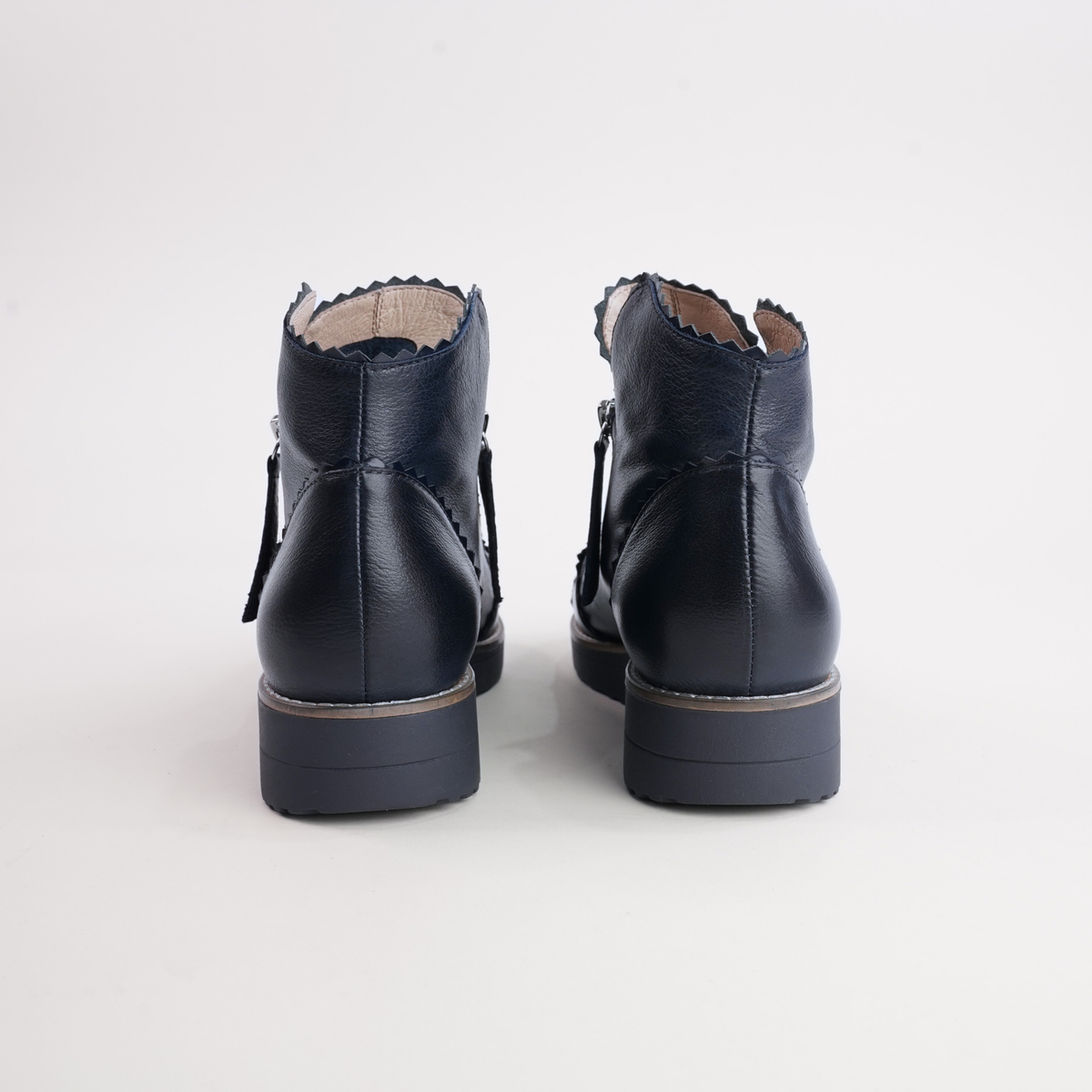 Ooday Navy/ Navy Patent Leather Ankle Boots