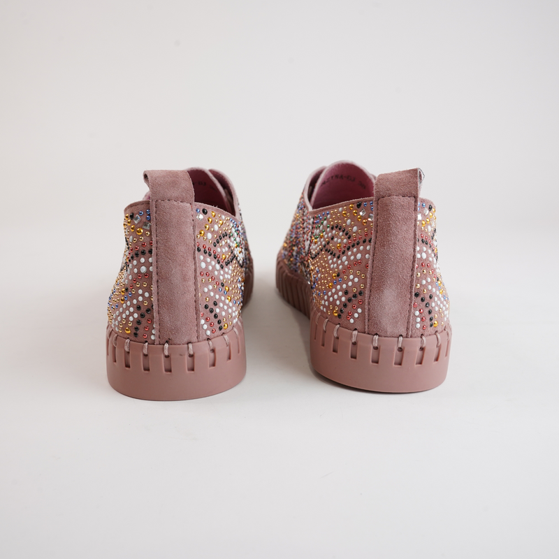 Hazina Pink Suede Leather Sneakers