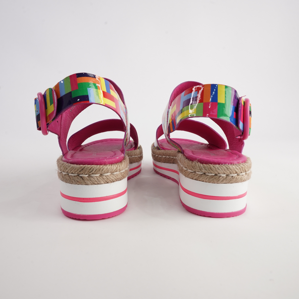 Atha Pink Stripe Multi Leather Sandals - DJANGO AND JULIETTE | Shouz