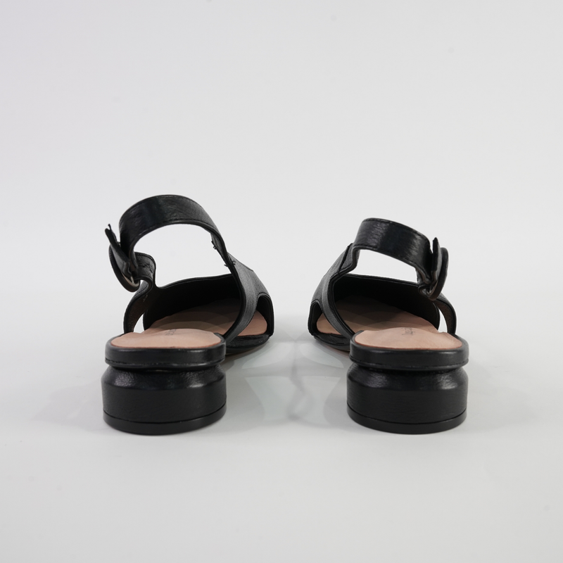 Frankiel Black Leather Heels