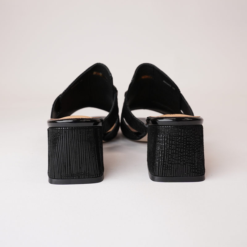 Adder Black Shimmer Leather Heels