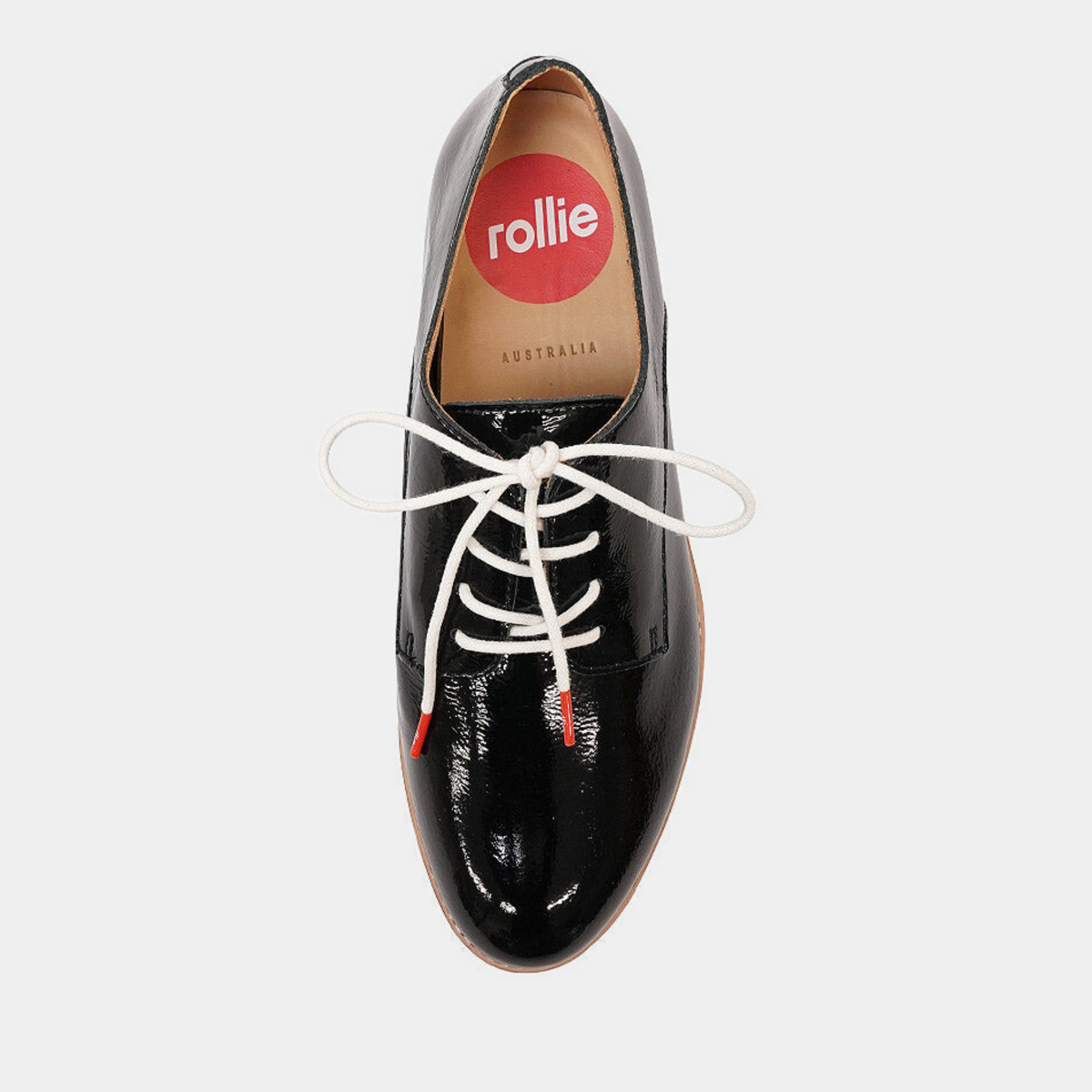 Derby Unlined Black Patent Crinkle Leather - ROLLIE | Shouz