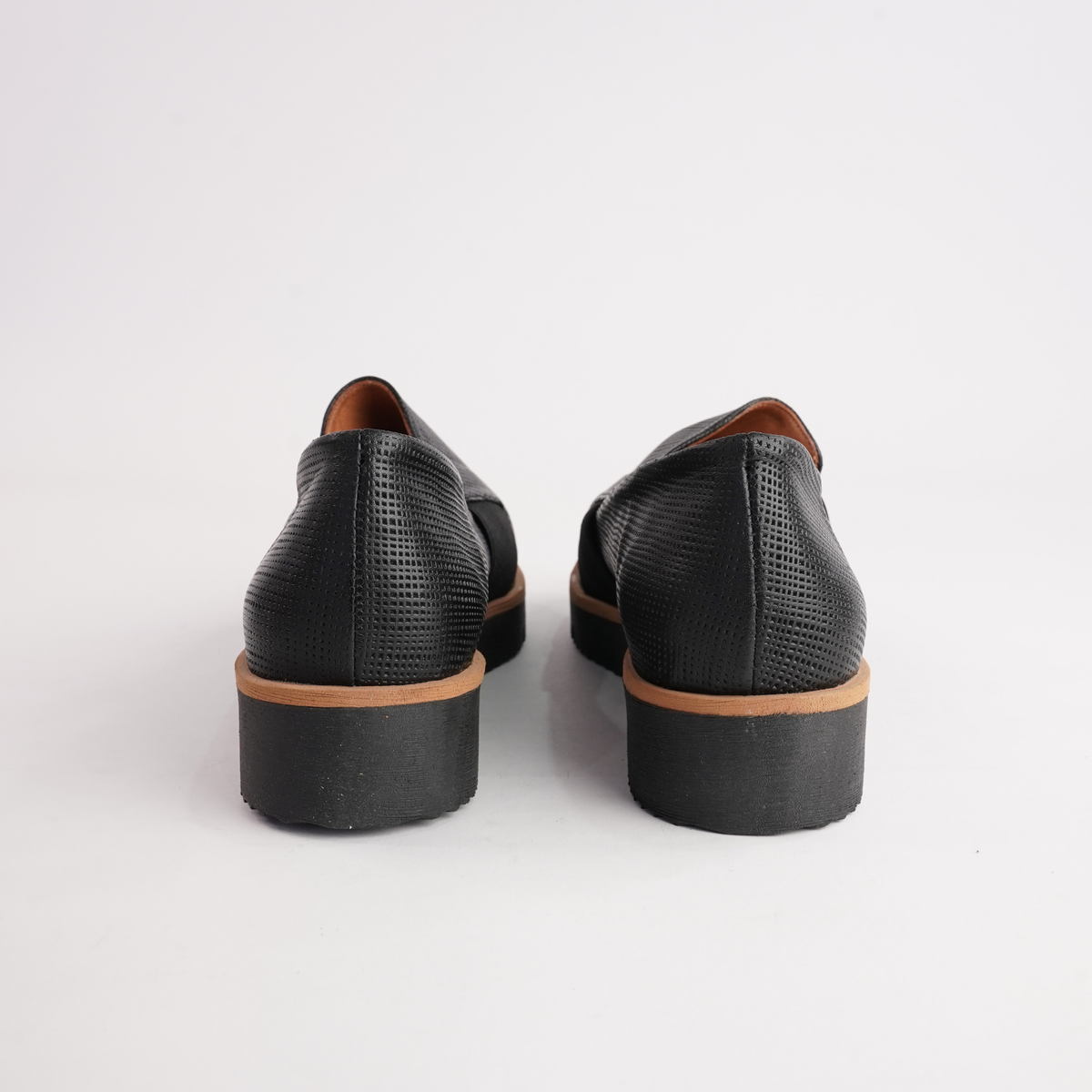 Olga Black Leather Flats