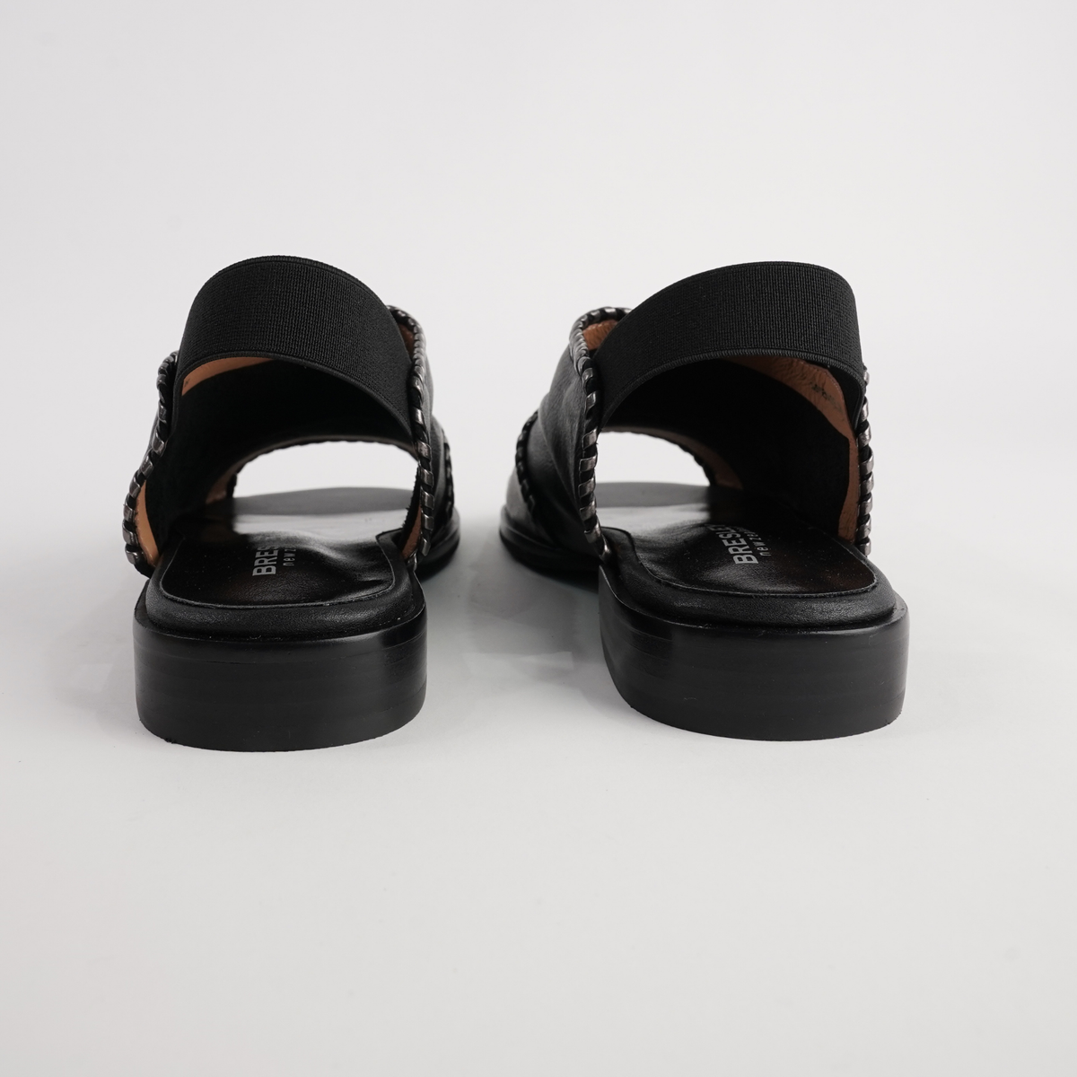 Serenade Black/ Pewter Leather Sandals - BRESLEY | Shouz