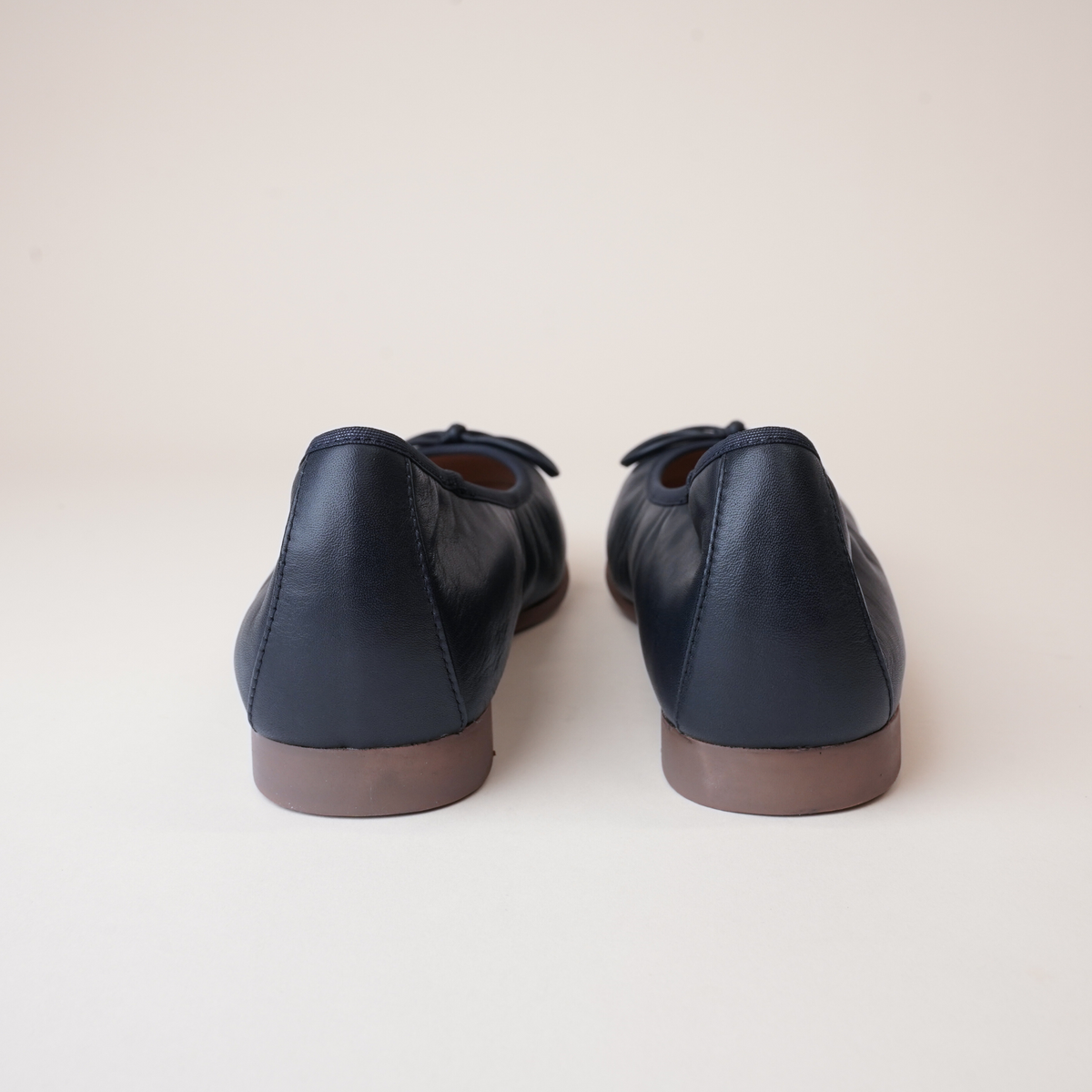 Picture French Navy Leather Ballet Flats - WITH GRACE | Shouz