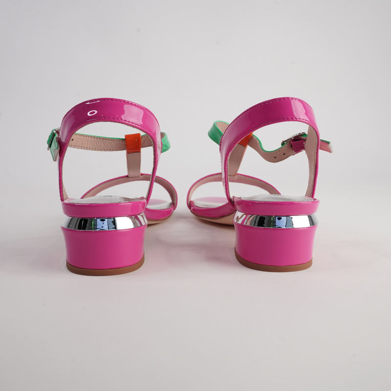 Taner Hot Pink Patent Multi Leather Heels