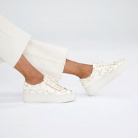 Wolfie Almond & Gold Leather Sneakers