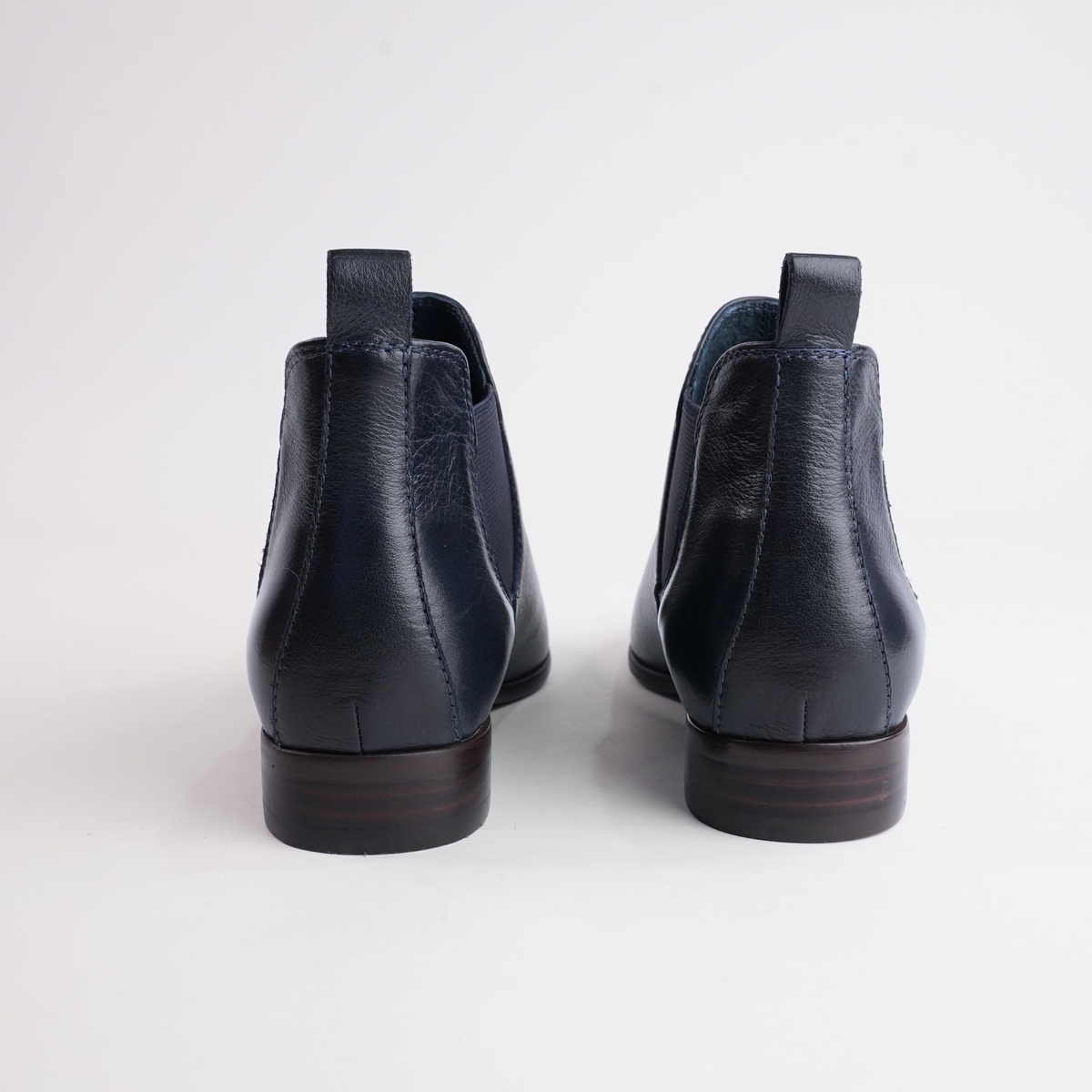 Quatisse Navy Leather Ankle Boots
