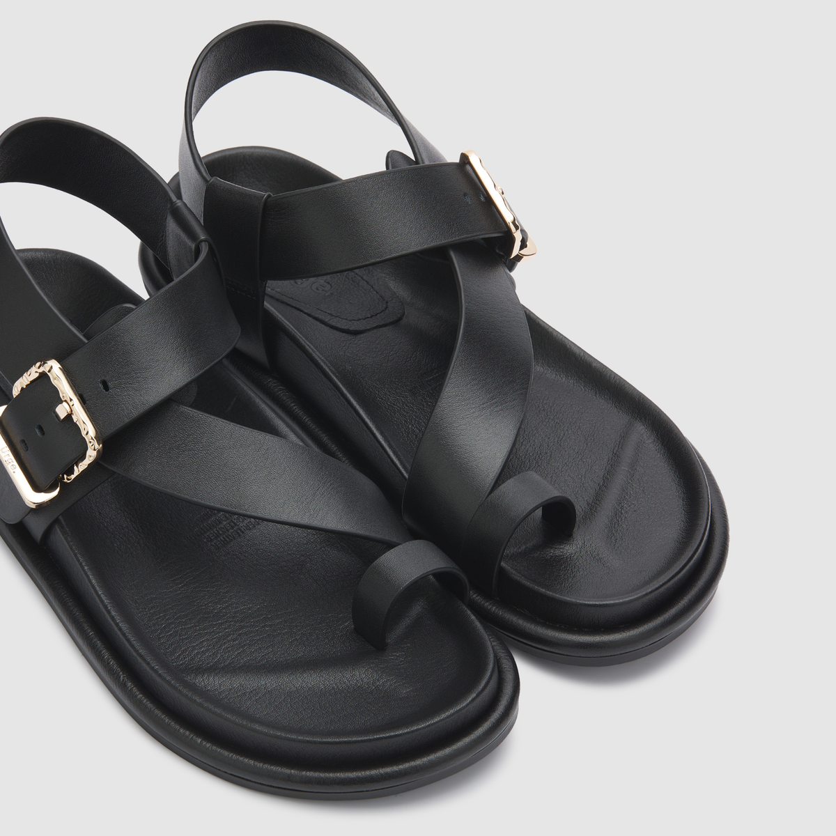 Astro Black Leather Sandals