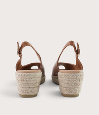 Saniarly Dark Tan Leather Espadrille Wedges