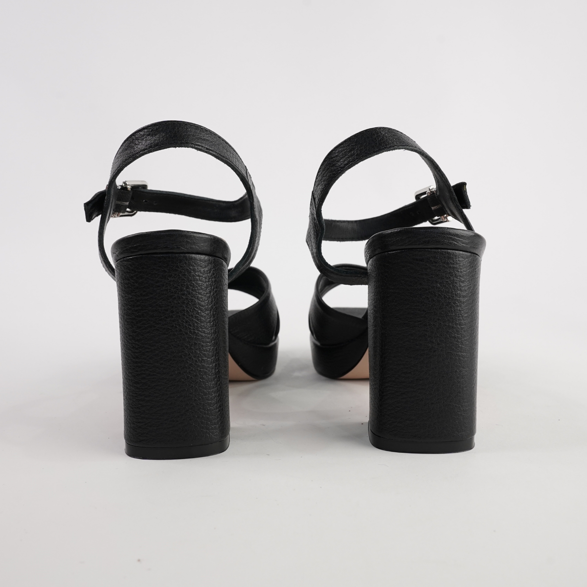 Runaway Black Pebble Leather Heels - CHRISSIE | Shouz