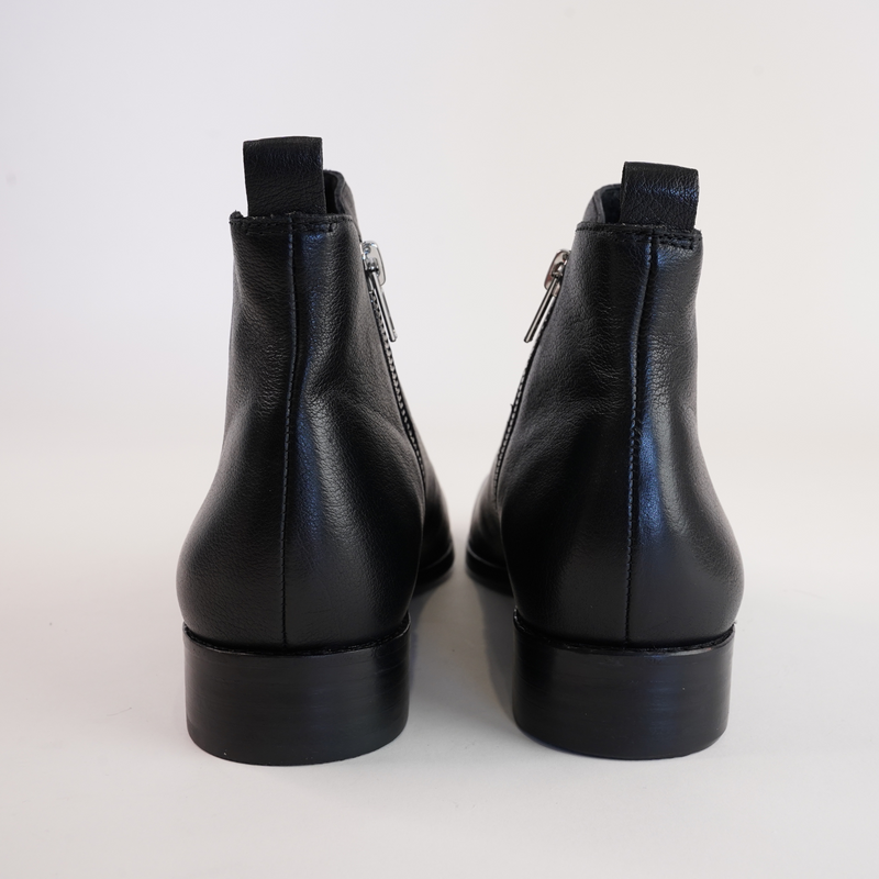 Nakta Black Leather/ Black Heel Ankle Boots