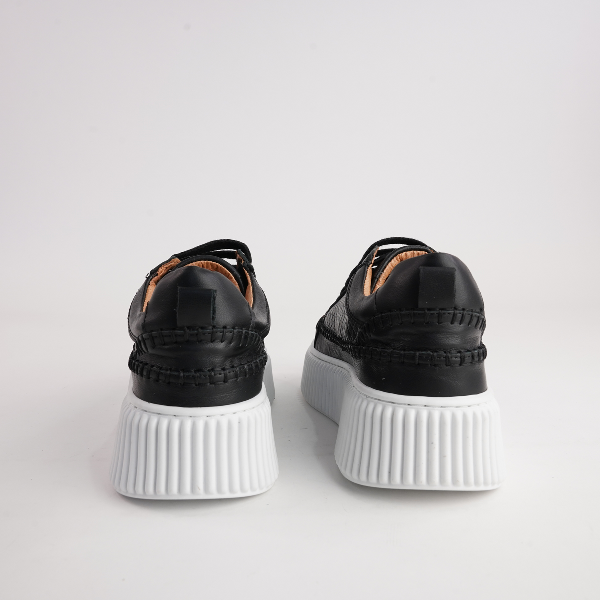 Bowler Black Leather Sneakers - SALA | Shouz