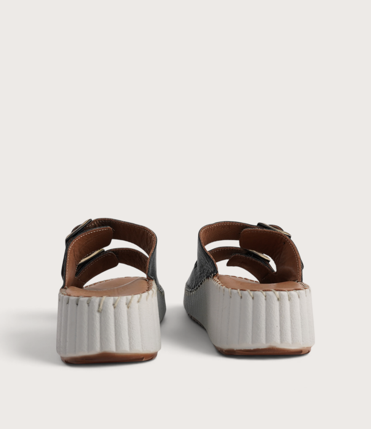 Solena Black Leather Slides
