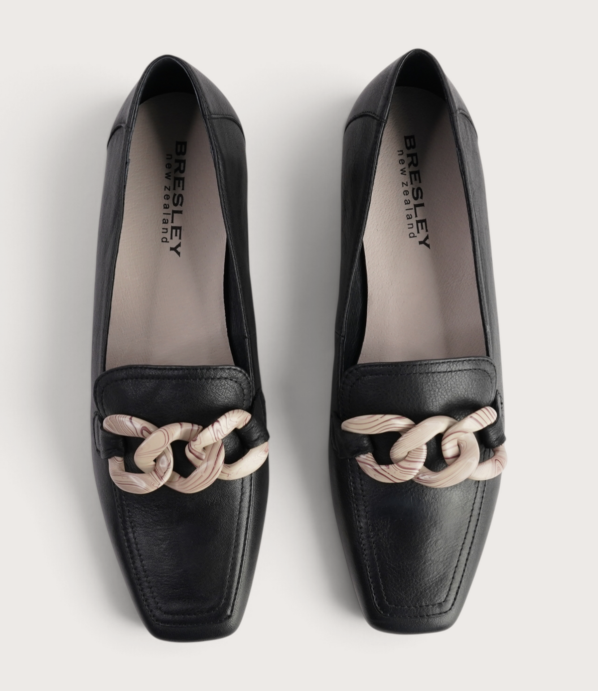 Roam Black/ Bone Leather Loafers - BRESLEY | Shouz