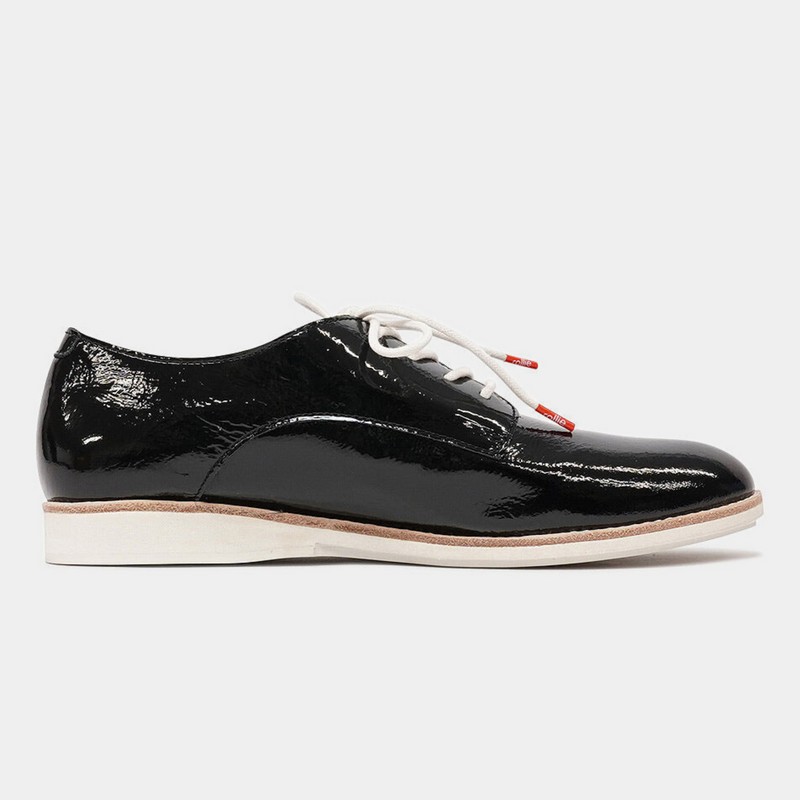 Derby Unlined Black Patent Crinkle Leather