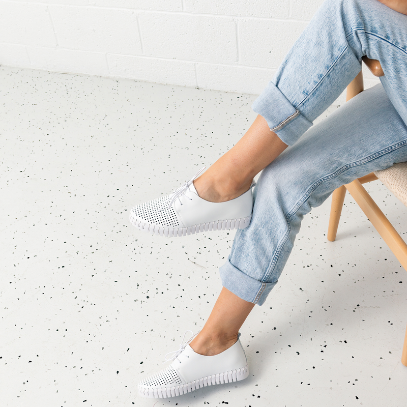 Huston White Leather Sneakers