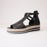 Alexys Black Leather Platform Sandals