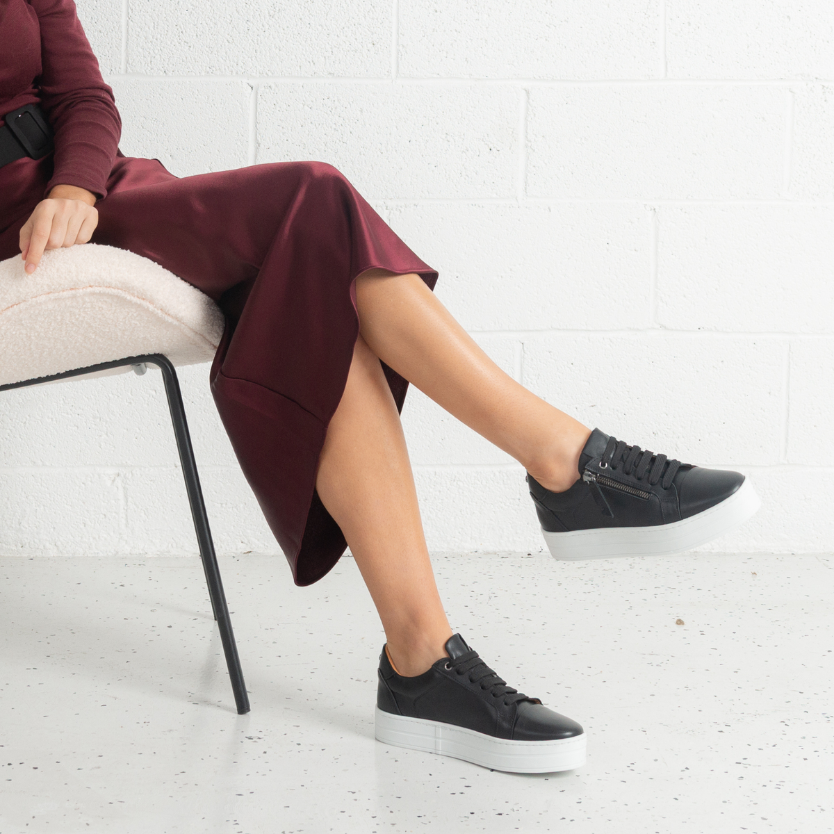 Abbey Black Leather Sneakers