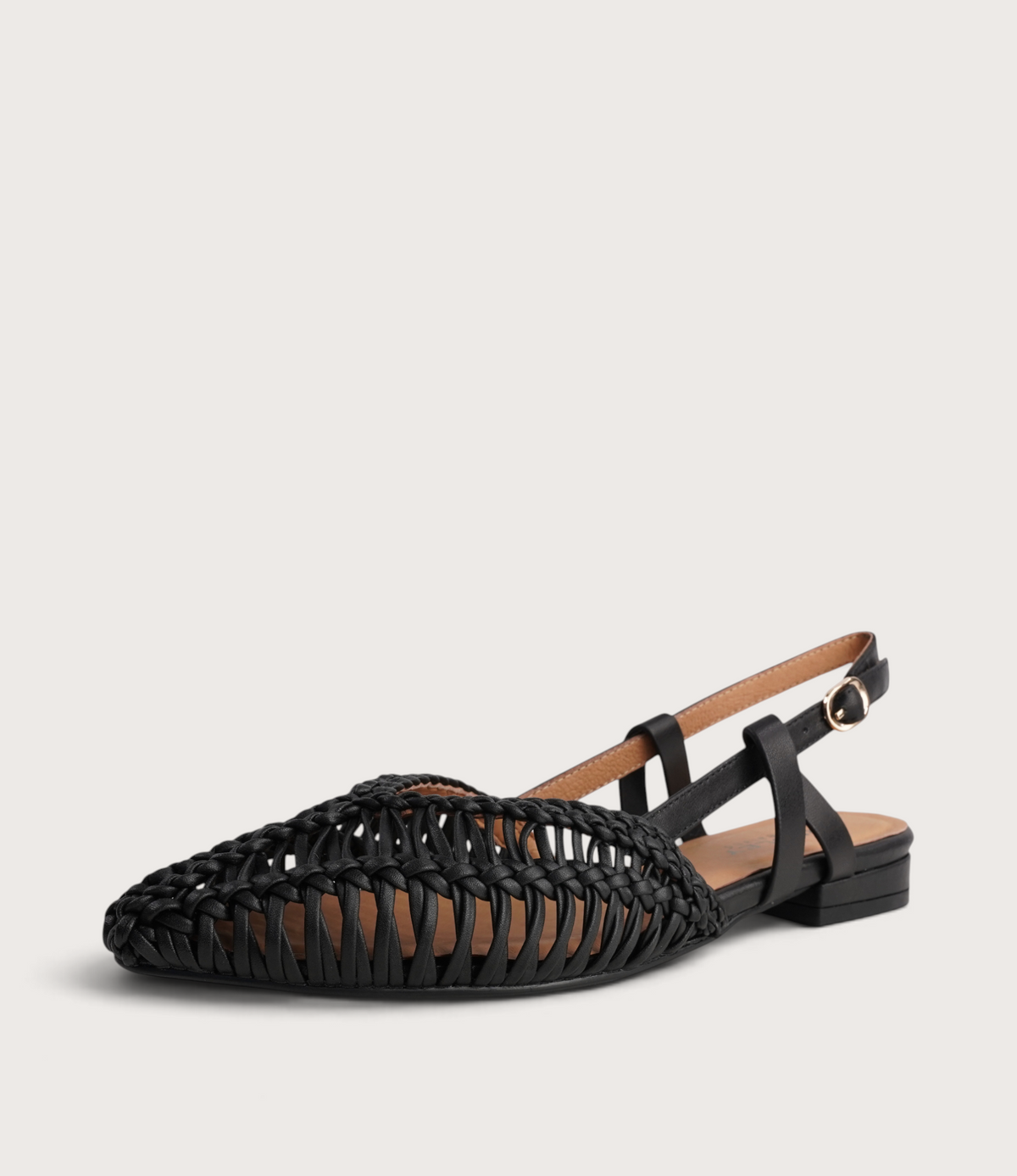 Amelia Black Leather Flats