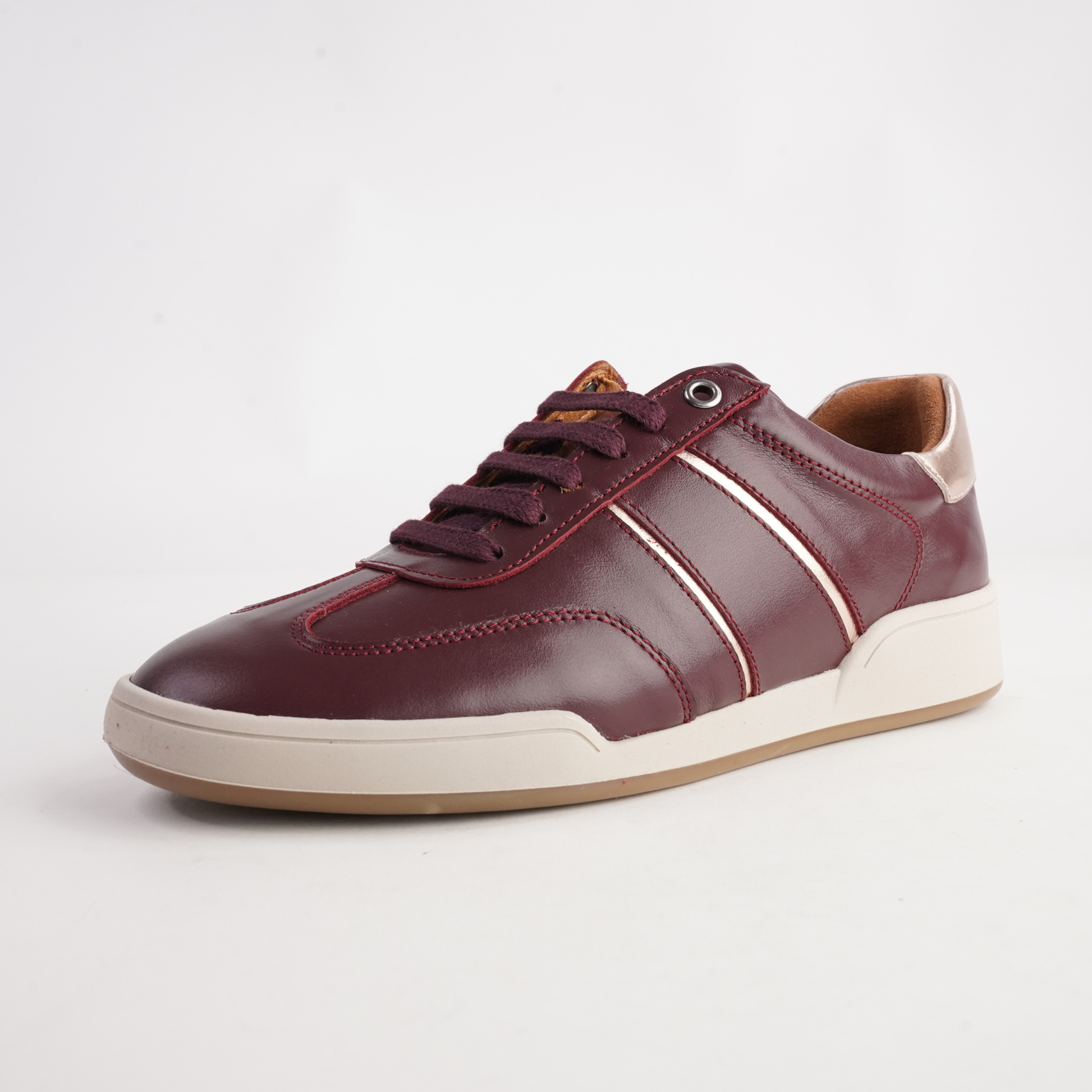 Sage Burgundy Leather Sneakers - SALA | Shouz