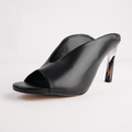 Xalina Black Leather Heels