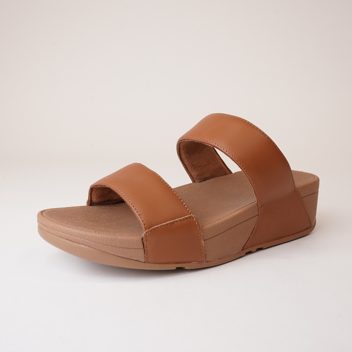 Lulu Leather Slides Light Tan Sandals - FITFLOP | Shouz
