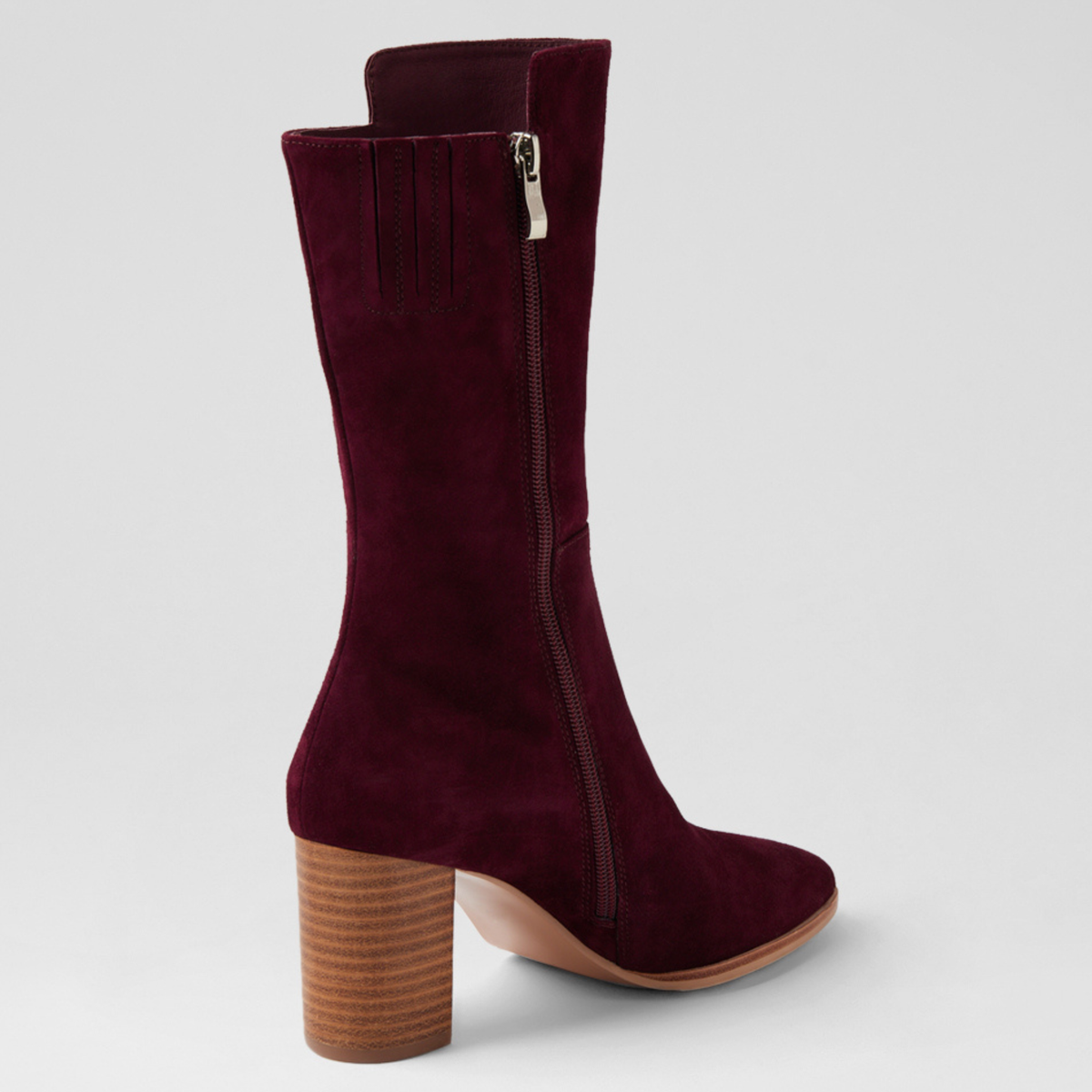 Aisley Burgundy Suede/ Natural Heel Boots - DJANGO AND JULIETTE | Shouz