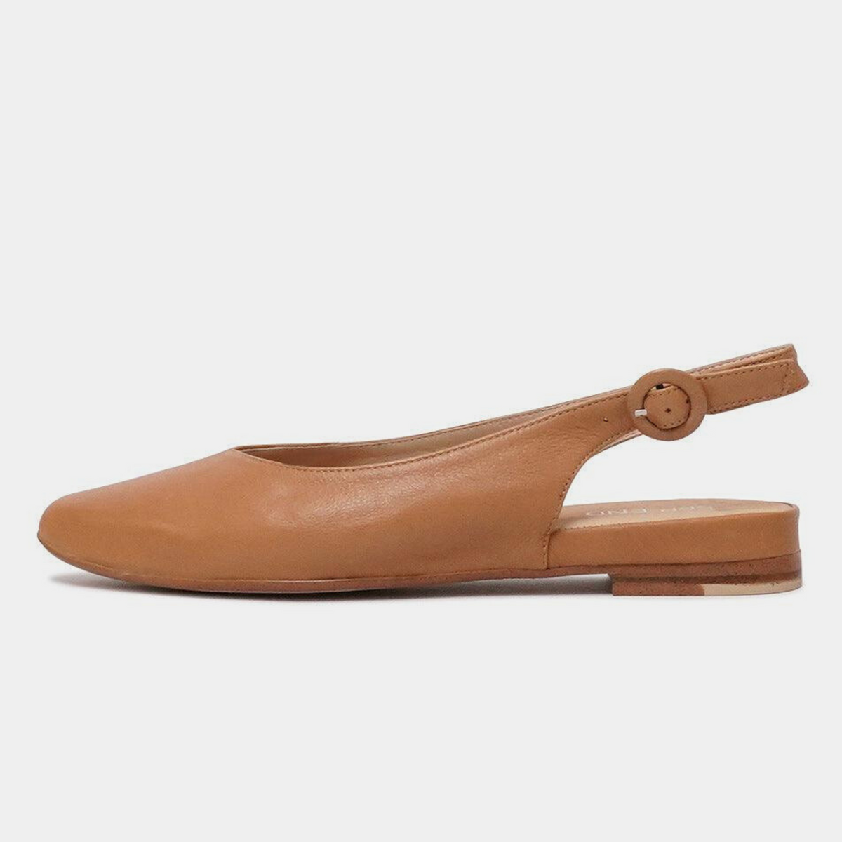 Fairy Dark Tan Leather Slingback Flats - TOP END | Shouz