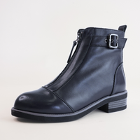 Dooley Navy Leather Ankle Boots