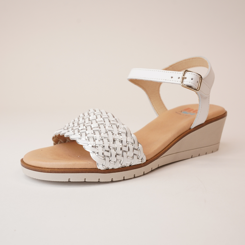 Dione White/ Silver Leather Sandals