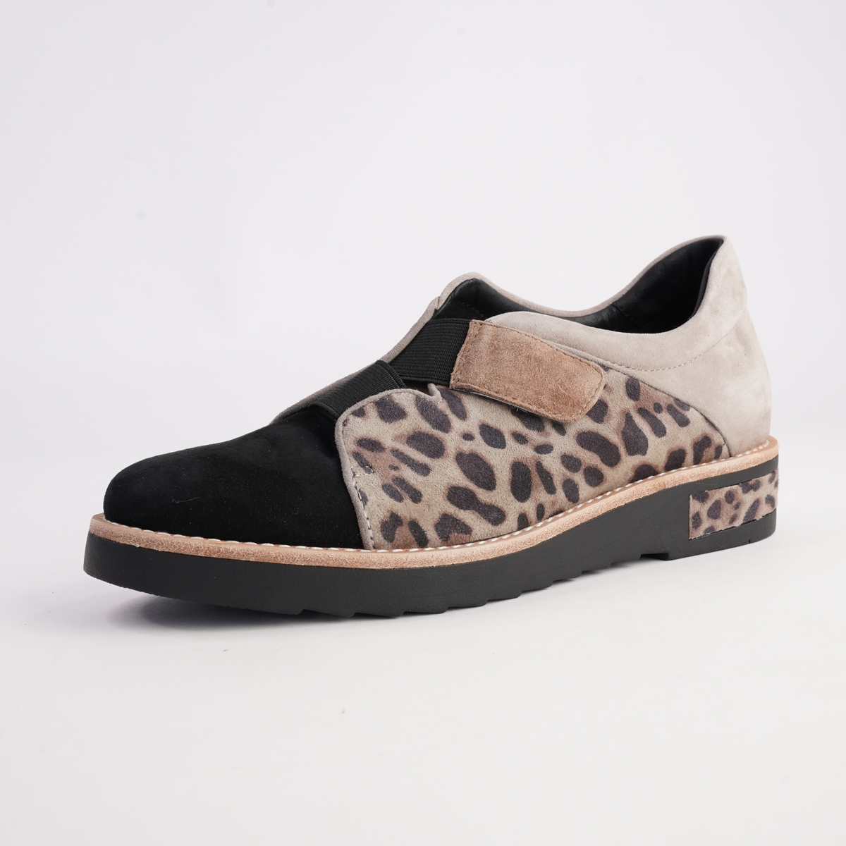 Reinys Taupe Leopard Suede Multi Leather Flats - DJANGO AND JULIETTE | Shouz