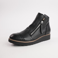 Ooday Black Leather / Black Patent Ankle Boots