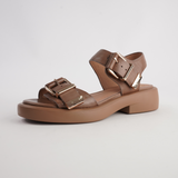 Ele Pecan Leather Sandals