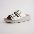 Solena White Leather Slides
